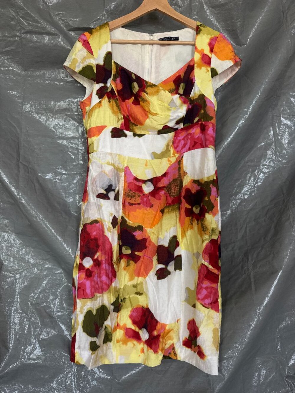 Isabella DeMarco Womens 10 Watercolor Floral Sheath Dress Cap Sleeve Lined